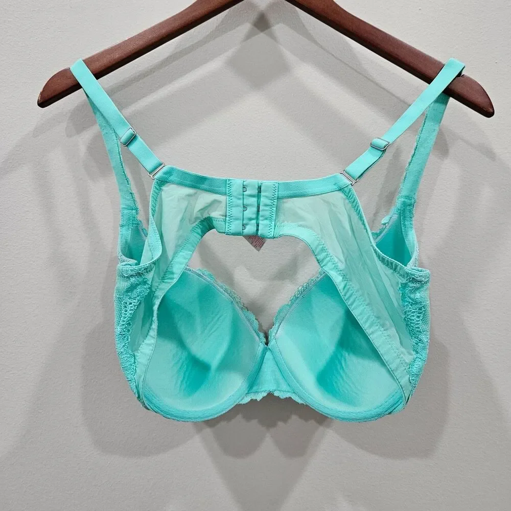 Victorias Secret Body By Victoria Lined Perfect Coverage Bra 38DD Green Lacey